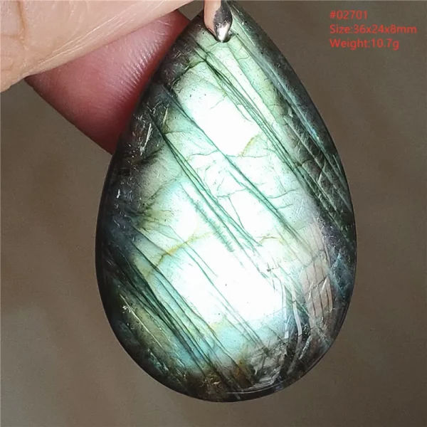 Natural Labradorite Flash Pendant Necklace, Water Drop