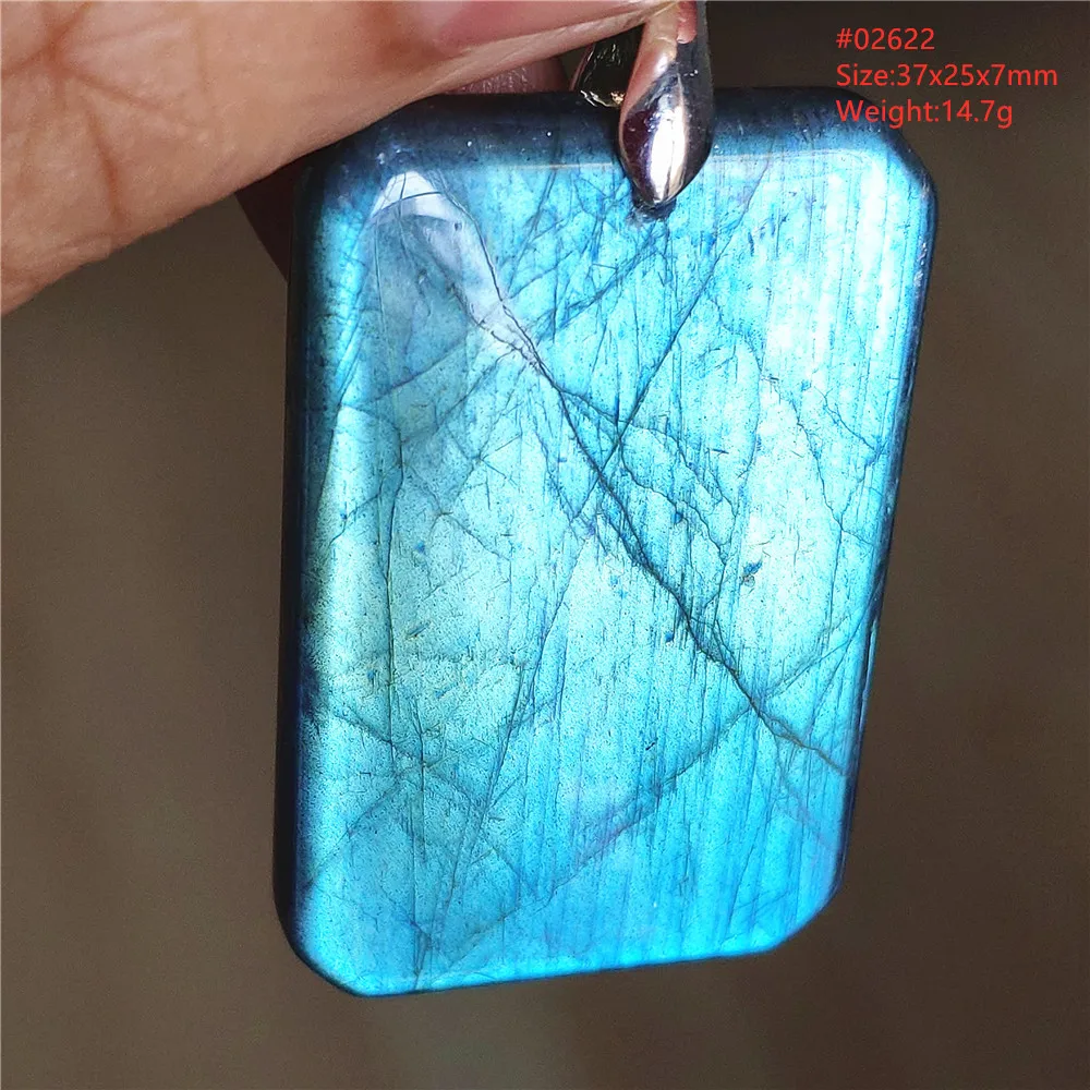Natural Labradorite Flash Pendant Necklace, Water Drop - Image 2