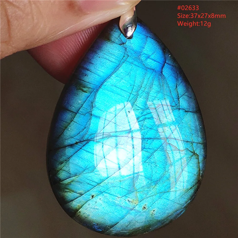 Natural Labradorite Flash Pendant Necklace, Water Drop - Image 4