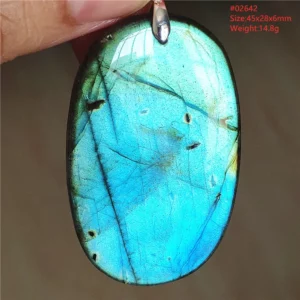 Natural Labradorite Flash Pendant Necklace, Water Drop - Image 5