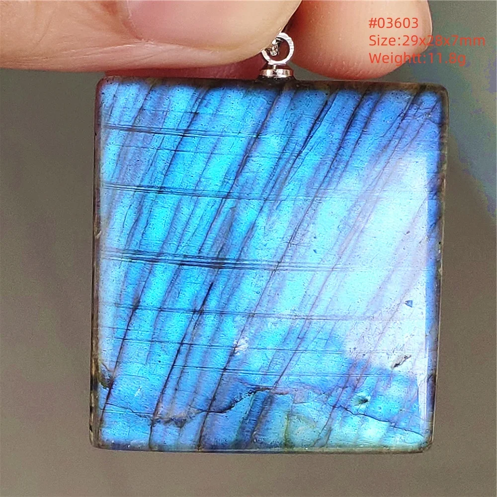 Natural Labradorite Flash Pendant Necklace, Water Drop - Image 14