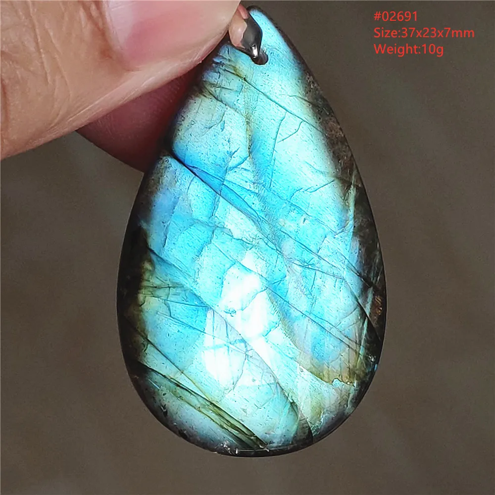 Natural Labradorite Flash Pendant Necklace, Water Drop - Image 18
