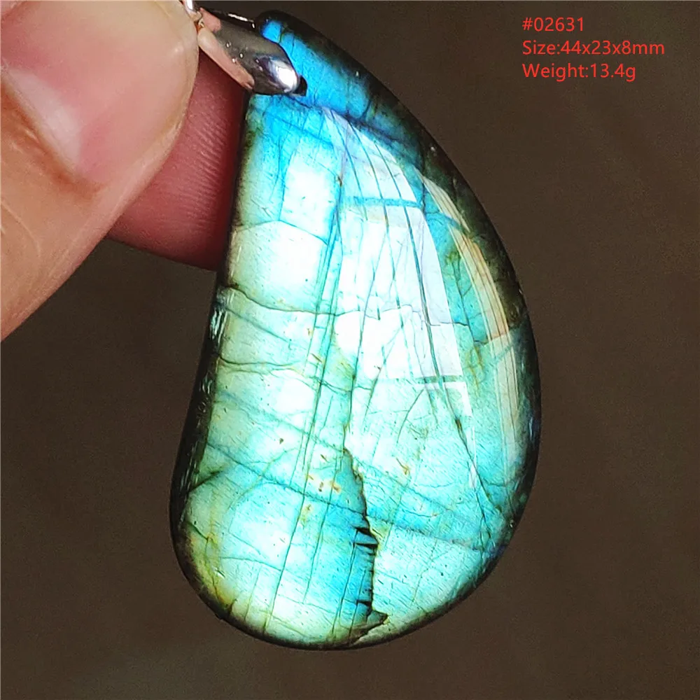 Natural Labradorite Flash Pendant Necklace, Water Drop - Image 58