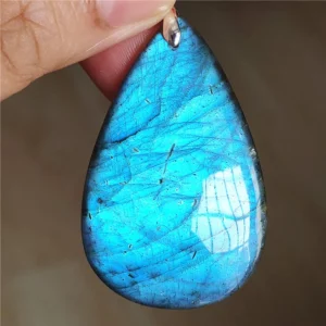 Natural Labradorite Flash Pendant Necklace, Water Drop - Image 6