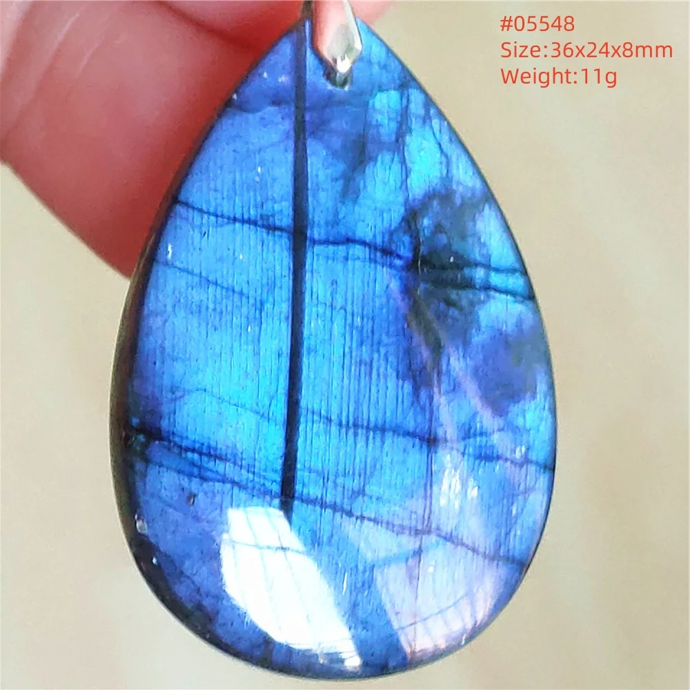 Natural Labradorite Flash Pendant Necklace, Water Drop - Image 42