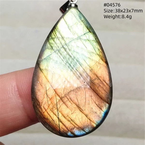 Natural Blue Light Labradorite Pendant Jewelry Water Drop Crystal Flash Labradorite Bead Necklace Women Men AAAAAA