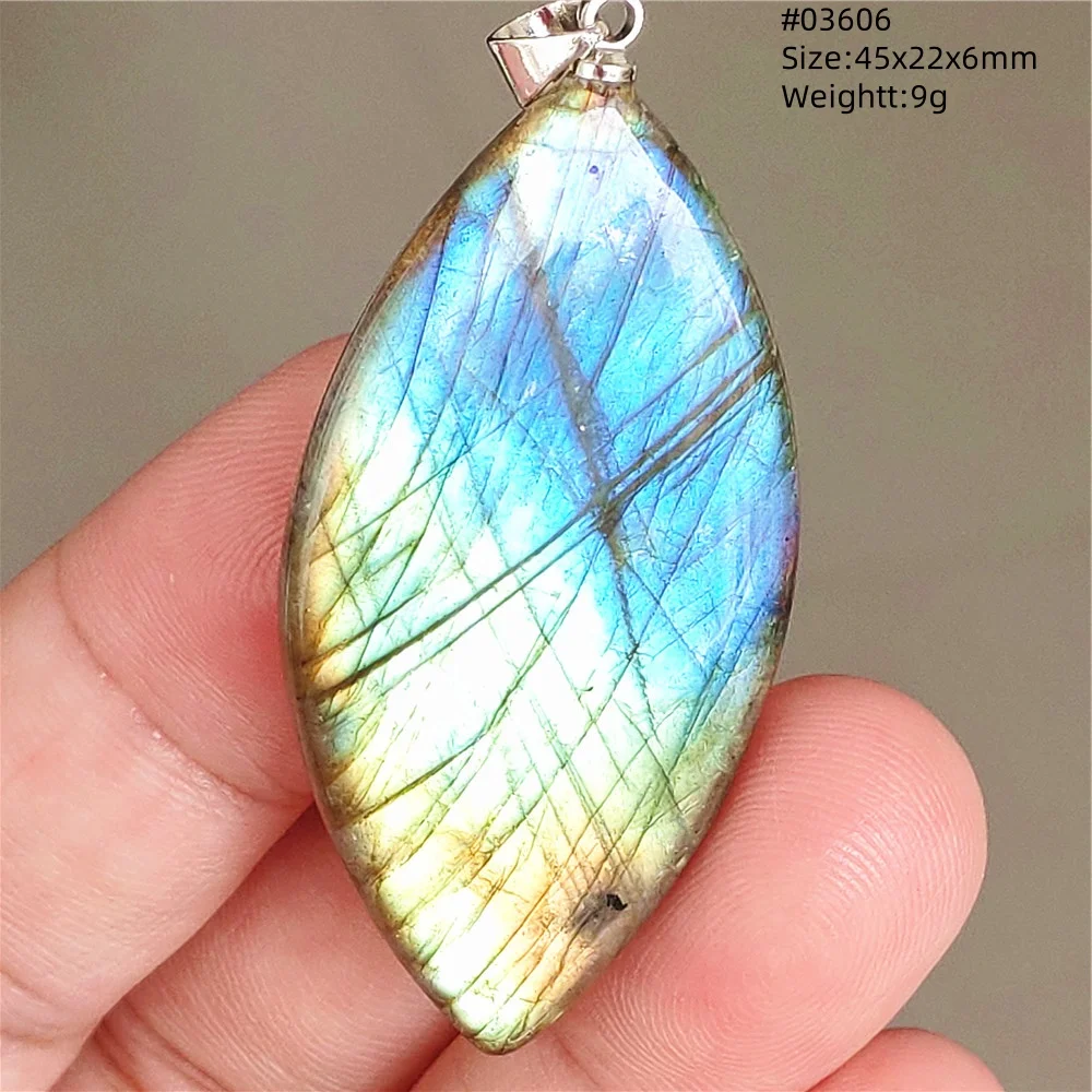 Natural Labradorite Flash Pendant Necklace, Water Drop - Image 10