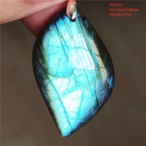 Natural Labradorite Flash Pendant Necklace, Water Drop - Image 52