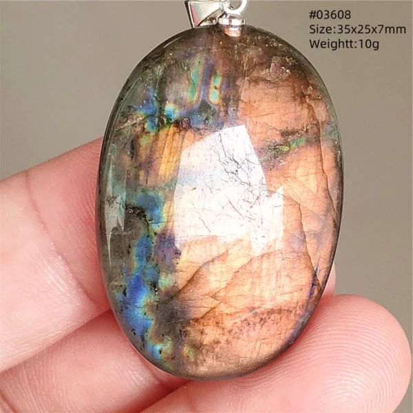 Natural Labradorite Flash Pendant Necklace, Water Drop
