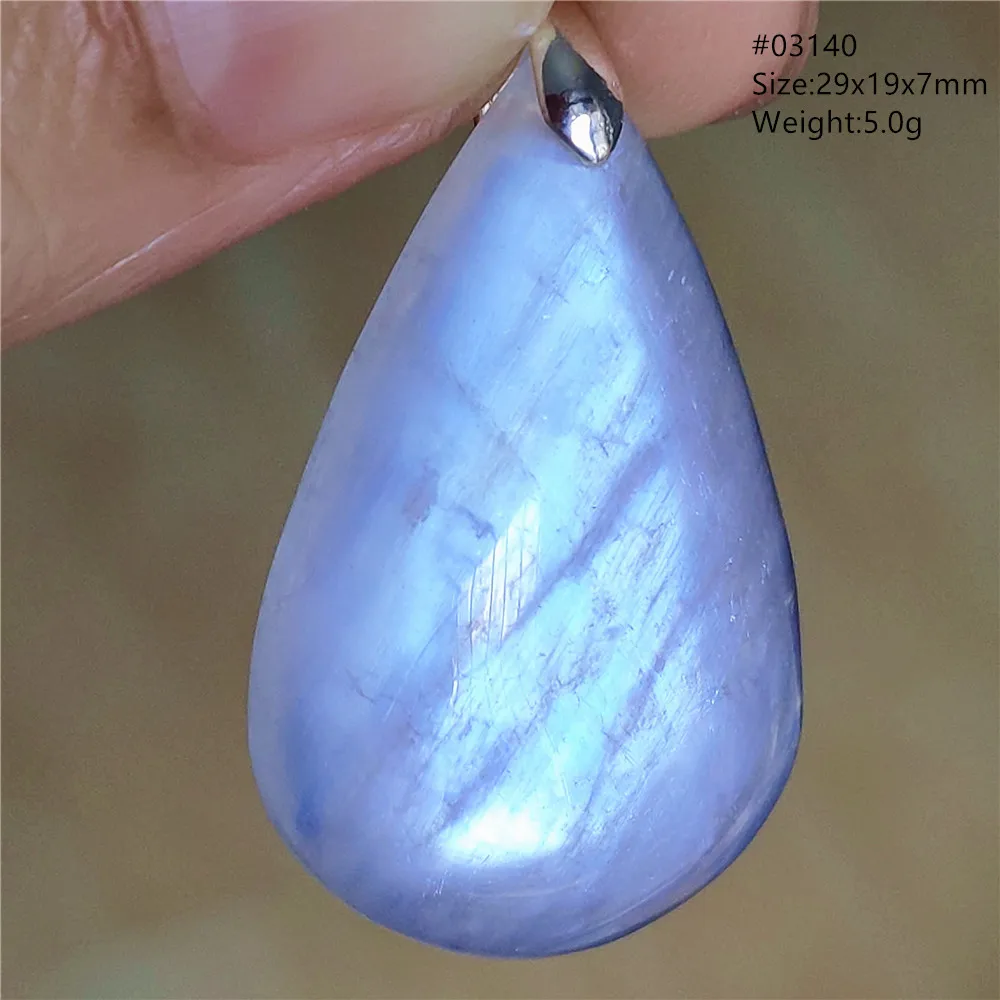 Natural Blue Light Moonstone Pendant Water Drop Beads Women Men Necklace 925 Silver Moonstone Pendant AAAAAA - Image 2