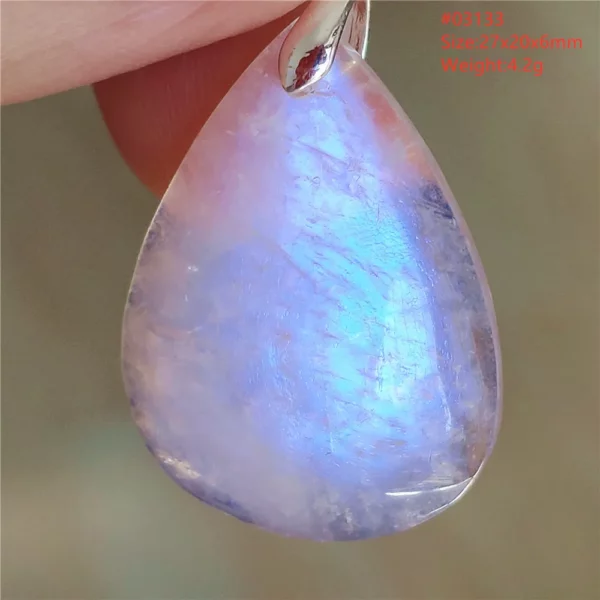 Natural Blue Light Moonstone Pendant Water Drop Beads Women Men Necklace 925 Silver Moonstone Pendant AAAAAA