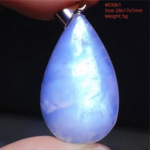 Natural Blue Light Moonstone Pendant Water Drop Beads Women Men Necklace 925 Silver Moonstone Pendant AAAAAA