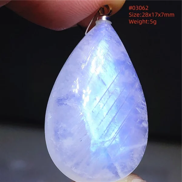 Natural Blue Light Moonstone Pendant Water Drop Beads Women Men Necklace 925 Silver Moonstone Pendant AAAAAA