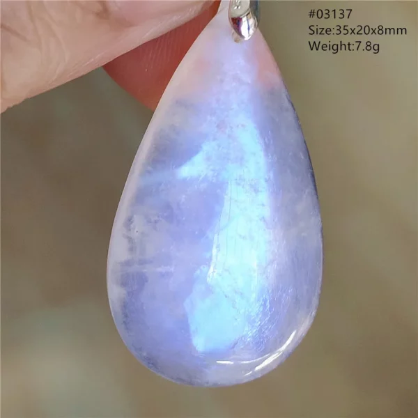 Natural Blue Light Moonstone Pendant Water Drop Beads Women Men Necklace 925 Silver Moonstone Pendant AAAAAA