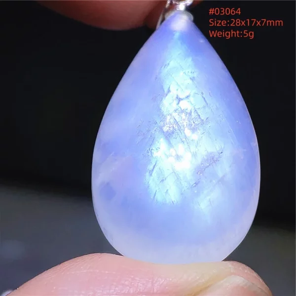 Natural Blue Light Moonstone Pendant Water Drop Beads Women Men Necklace 925 Silver Moonstone Pendant AAAAAA