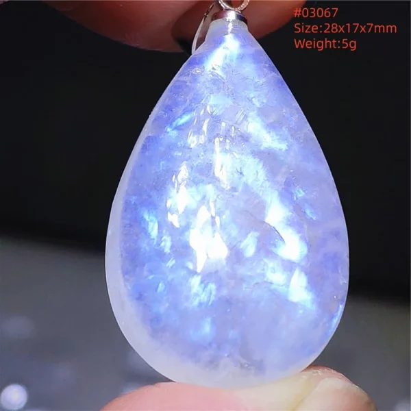 Natural Blue Light Moonstone Pendant Water Drop Beads Women Men Necklace 925 Silver Moonstone Pendant AAAAAA