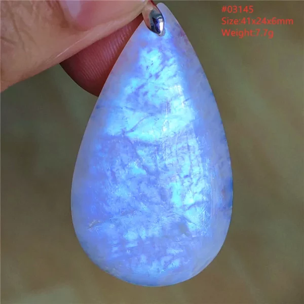 Natural Blue Light Moonstone Pendant Water Drop Beads Women Men Necklace 925 Silver Moonstone Pendant AAAAAA