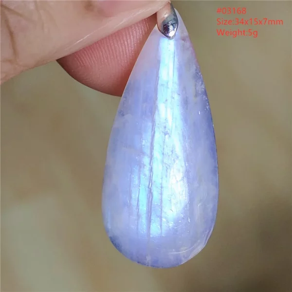 Natural Blue Light Moonstone Pendant Water Drop Beads Women Men Necklace 925 Silver Moonstone Pendant AAAAAA