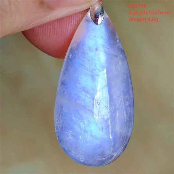 Natural Blue Light Moonstone Pendant Water Drop Beads Women Men Necklace 925 Silver Moonstone Pendant AAAAAA