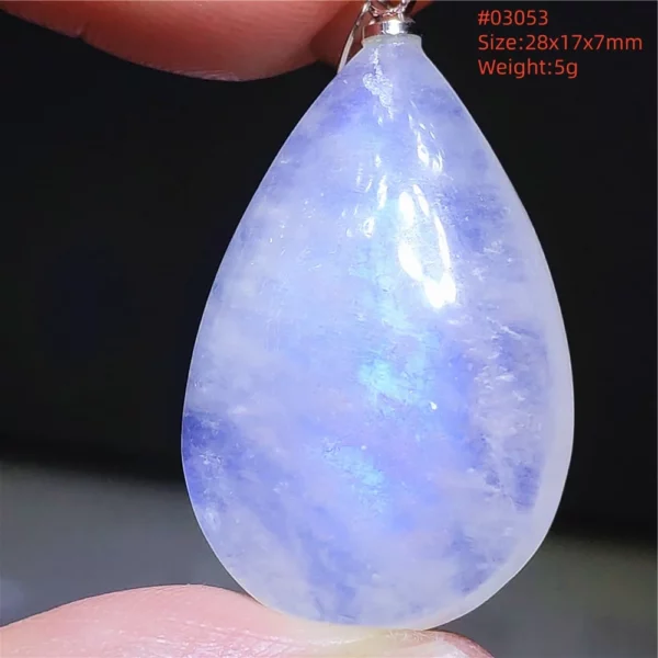 Natural Blue Light Moonstone Pendant Water Drop Beads Women Men Necklace 925 Silver Moonstone Pendant AAAAAA