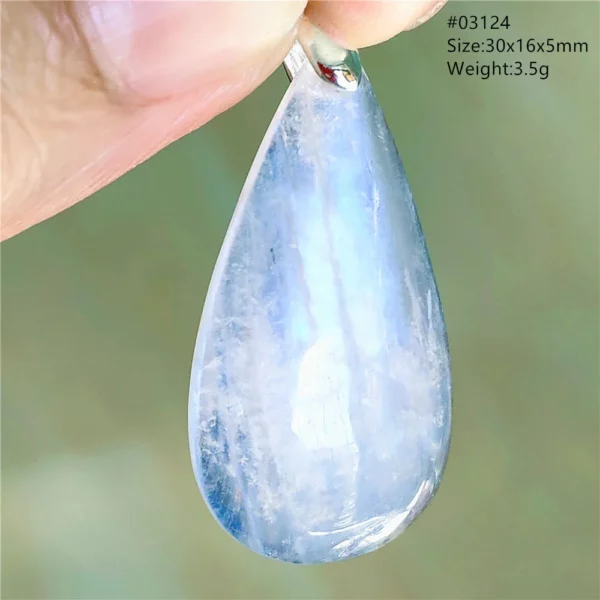 Natural Blue Light Moonstone Pendant Water Drop Beads Women Men Necklace 925 Silver Moonstone Pendant AAAAAA