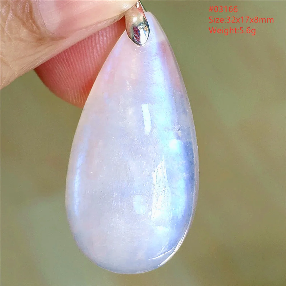 Natural Blue Light Moonstone Pendant Water Drop Beads Women Men Necklace 925 Silver Moonstone Pendant AAAAAA - Image 15