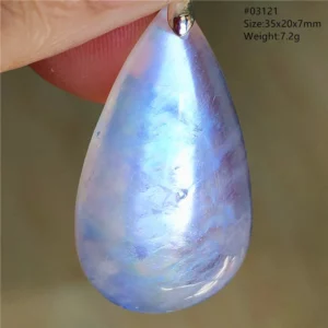 Natural Blue Light Moonstone Pendant Water Drop Beads Women Men Necklace 925 Silver Moonstone Pendant AAAAAA - Image 3