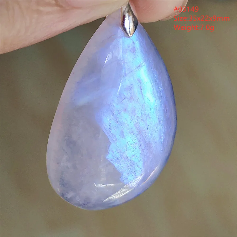 Natural Blue Light Moonstone Pendant Water Drop Beads Women Men Necklace 925 Silver Moonstone Pendant AAAAAA - Image 35