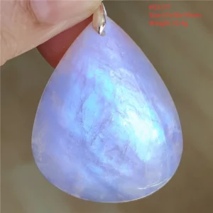 Natural Blue Light Moonstone Pendant Water Drop Beads Women Men Necklace 925 Silver Moonstone Pendant AAAAAA - Image 7
