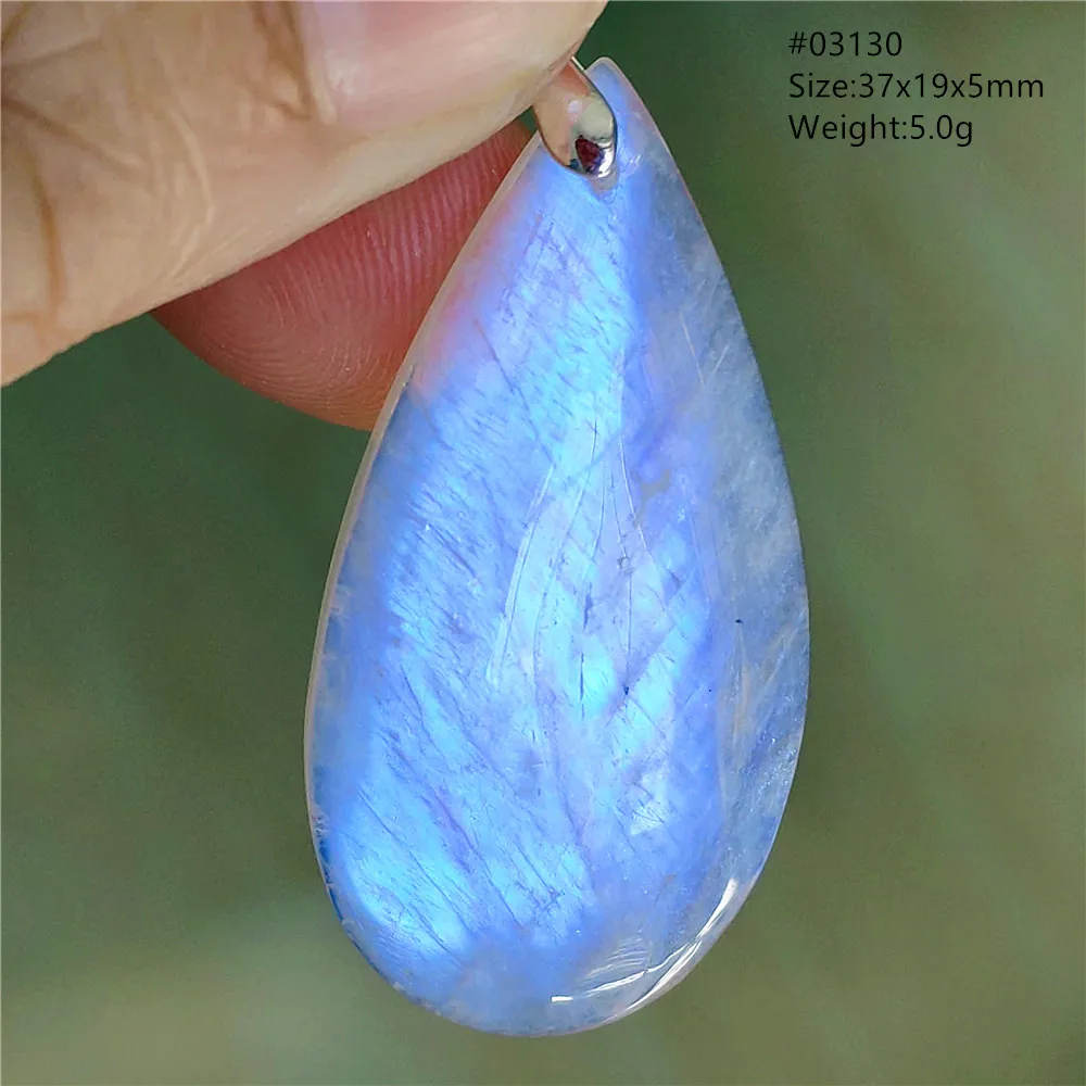 Natural Blue Light Moonstone Pendant Water Drop Beads Women Men Necklace 925 Silver Moonstone Pendant AAAAAA - Image 22