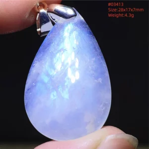 Natural Blue Light Moonstone Pendant Water Drop Beads Women Men Necklace 925 Silver Moonstone Pendant AAAAAA - Image 21