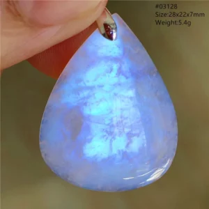Natural Blue Light Moonstone Pendant Water Drop Beads Women Men Necklace 925 Silver Moonstone Pendant AAAAAA - Image 4