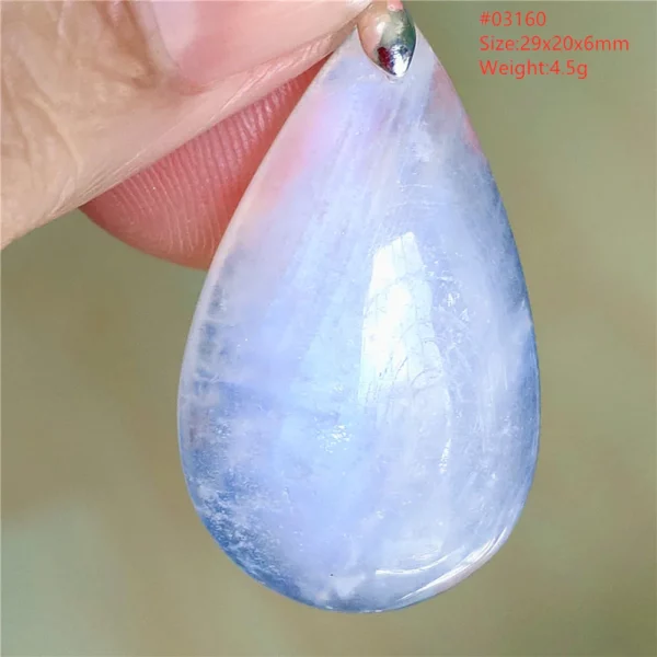 Natural Blue Light Moonstone Pendant Water Drop Beads Women Men Necklace 925 Silver Moonstone Pendant AAAAAA
