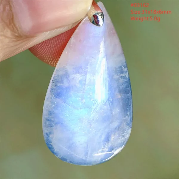 Natural Blue Light Moonstone Pendant Water Drop Beads Women Men Necklace 925 Silver Moonstone Pendant AAAAAA