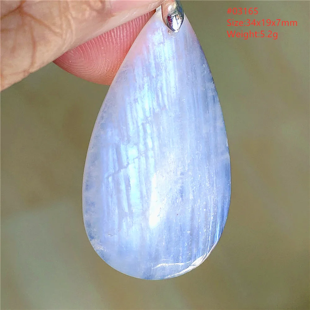 Natural Blue Light Moonstone Pendant Water Drop Beads Women Men Necklace 925 Silver Moonstone Pendant AAAAAA - Image 14
