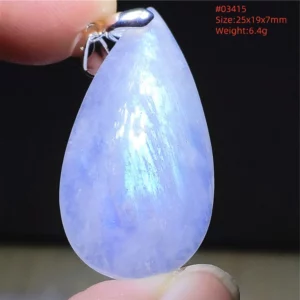 Natural Blue Light Moonstone Pendant Water Drop Beads Women Men Necklace 925 Silver Moonstone Pendant AAAAAA - Image 9
