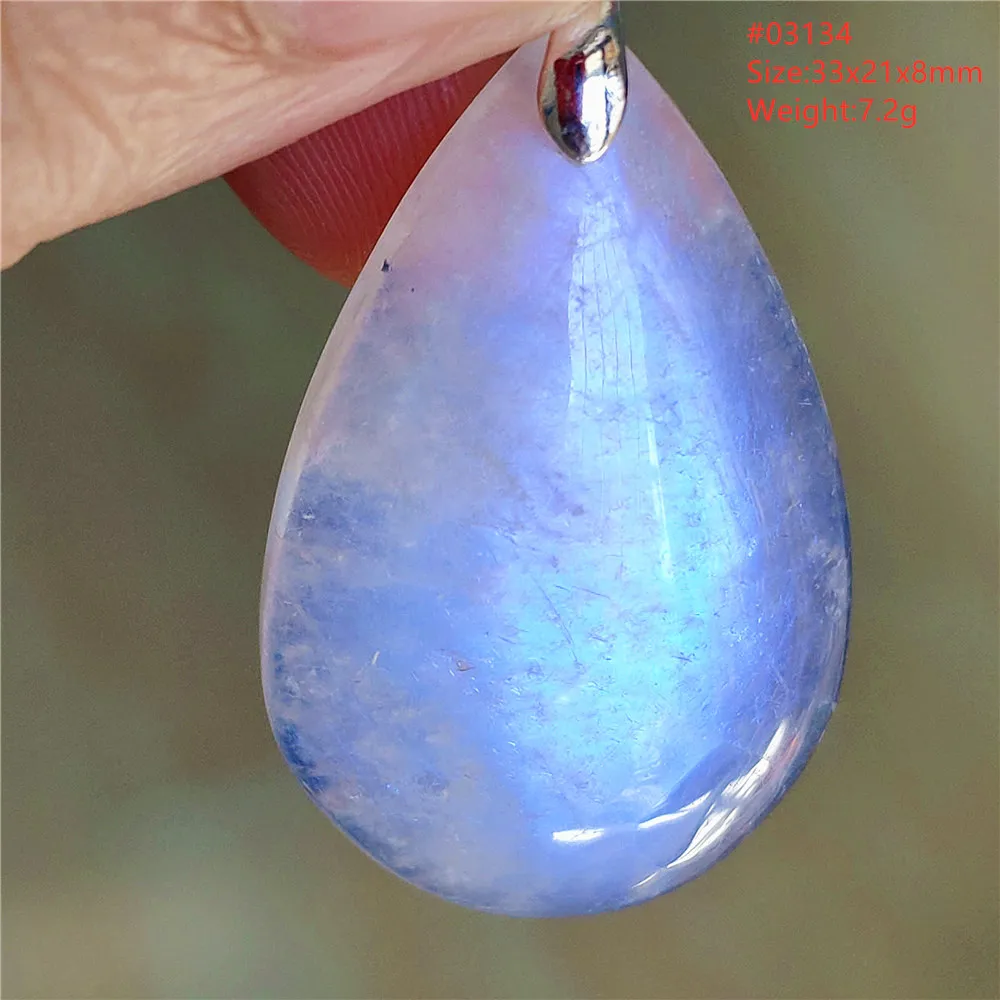 Natural Blue Light Moonstone Pendant Water Drop Beads Women Men Necklace 925 Silver Moonstone Pendant AAAAAA - Image 5