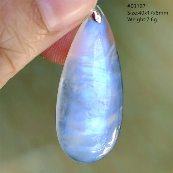 Natural Blue Light Moonstone Pendant Water Drop Beads Women Men Necklace 925 Silver Moonstone Pendant AAAAAA