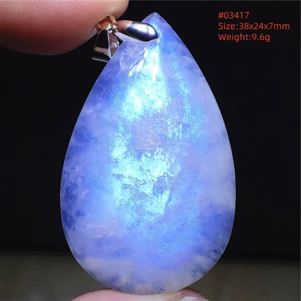 Natural Blue Light Moonstone Pendant Water Drop Beads Women Men Necklace 925 Silver Moonstone Pendant AAAAAA