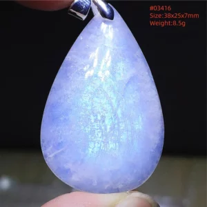 Natural Blue Light Moonstone Pendant Water Drop Beads Women Men Necklace 925 Silver Moonstone Pendant AAAAAA - Image 10