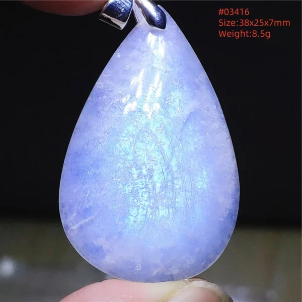 Natural Blue Light Moonstone Pendant Water Drop Beads Women Men Necklace 925 Silver Moonstone Pendant AAAAAA