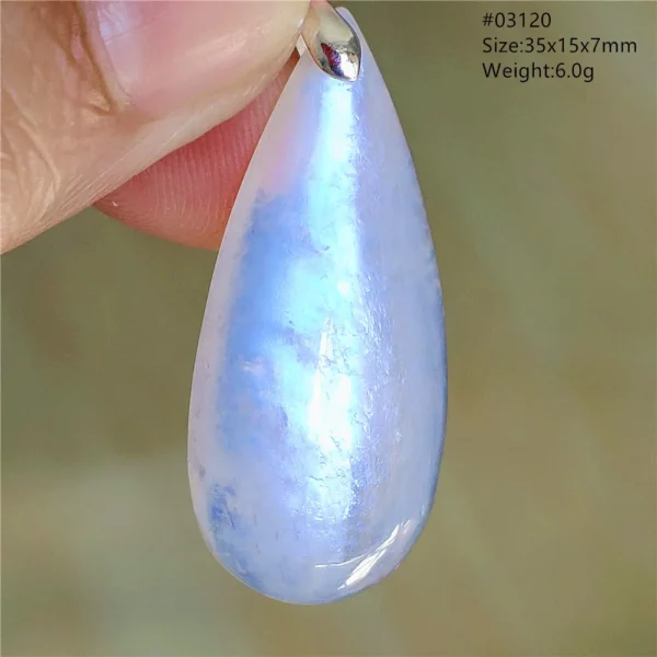 Natural Blue Light Moonstone Pendant Water Drop Beads Women Men Necklace 925 Silver Moonstone Pendant AAAAAA