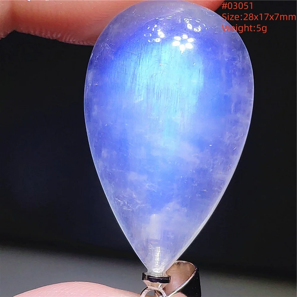 Natural Blue Light Moonstone Pendant Water Drop Beads Women Men Necklace 925 Silver Moonstone Pendant AAAAAA - Image 51