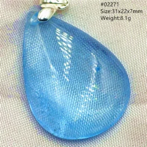 Natural Blue Topaz Crystal Water Drop Pendant Necklace Jewelry Oval Bead Women Men Topaz Necklace Gift AAAAAA