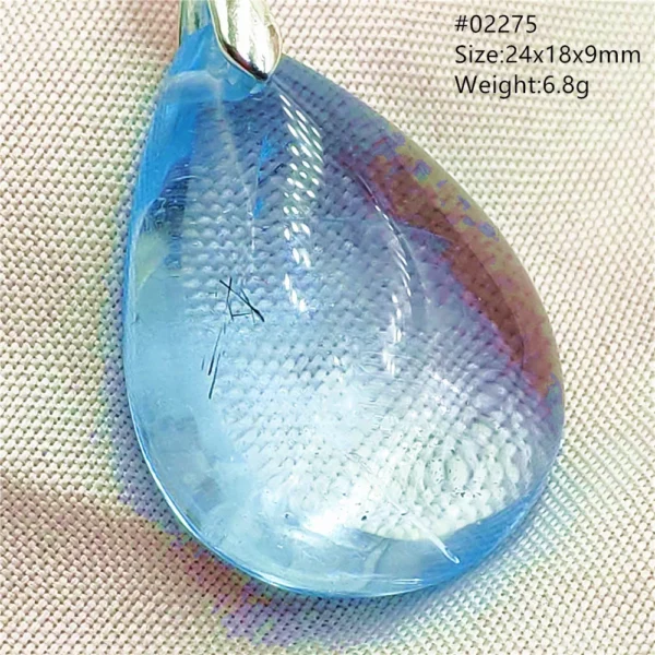 Natural Blue Topaz Crystal Water Drop Pendant Necklace Jewelry Oval Bead Women Men Topaz Necklace Gift AAAAAA