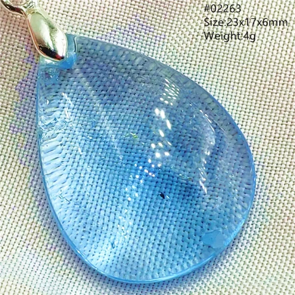 Natural Blue Topaz Crystal Water Drop Pendant Necklace Jewelry Oval Bead Women Men Topaz Necklace Gift AAAAAA