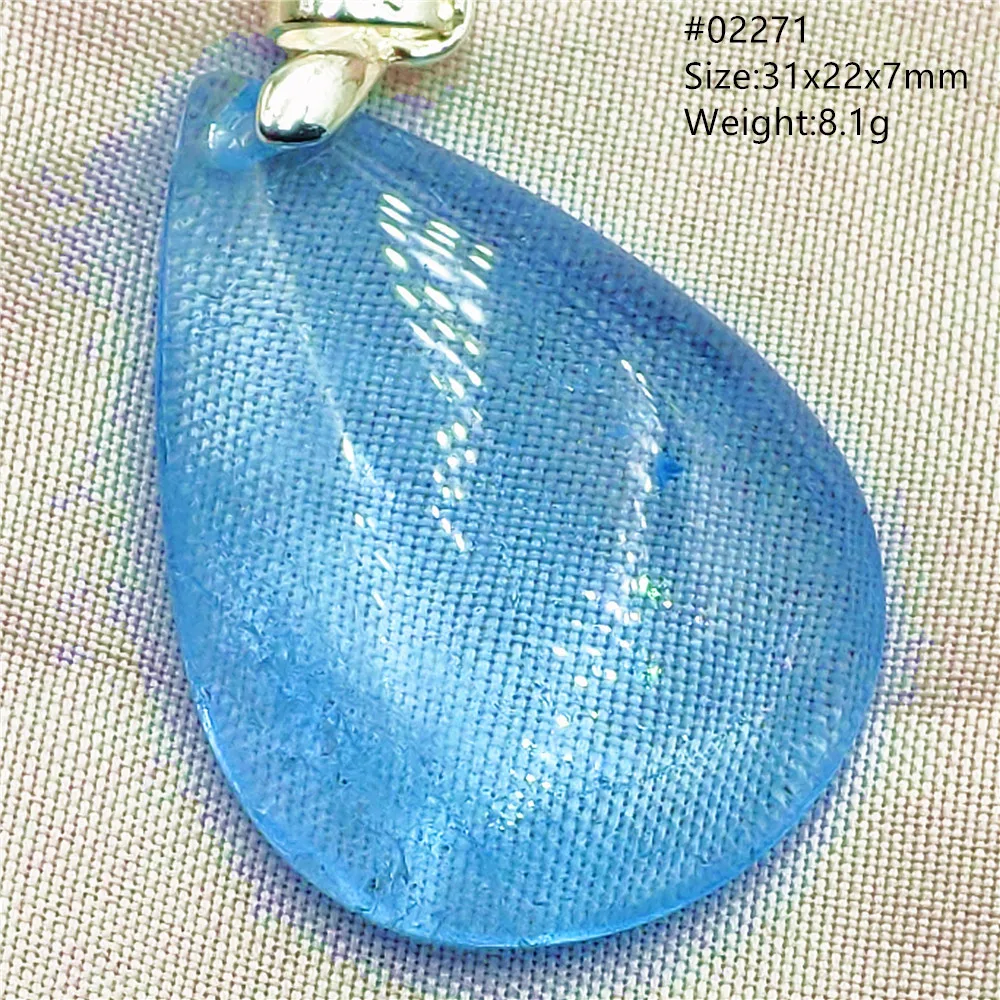 Natural Blue Topaz Crystal Water Drop Pendant Necklace Jewelry Oval Bead Women Men Topaz Necklace Gift AAAAAA - Image 1