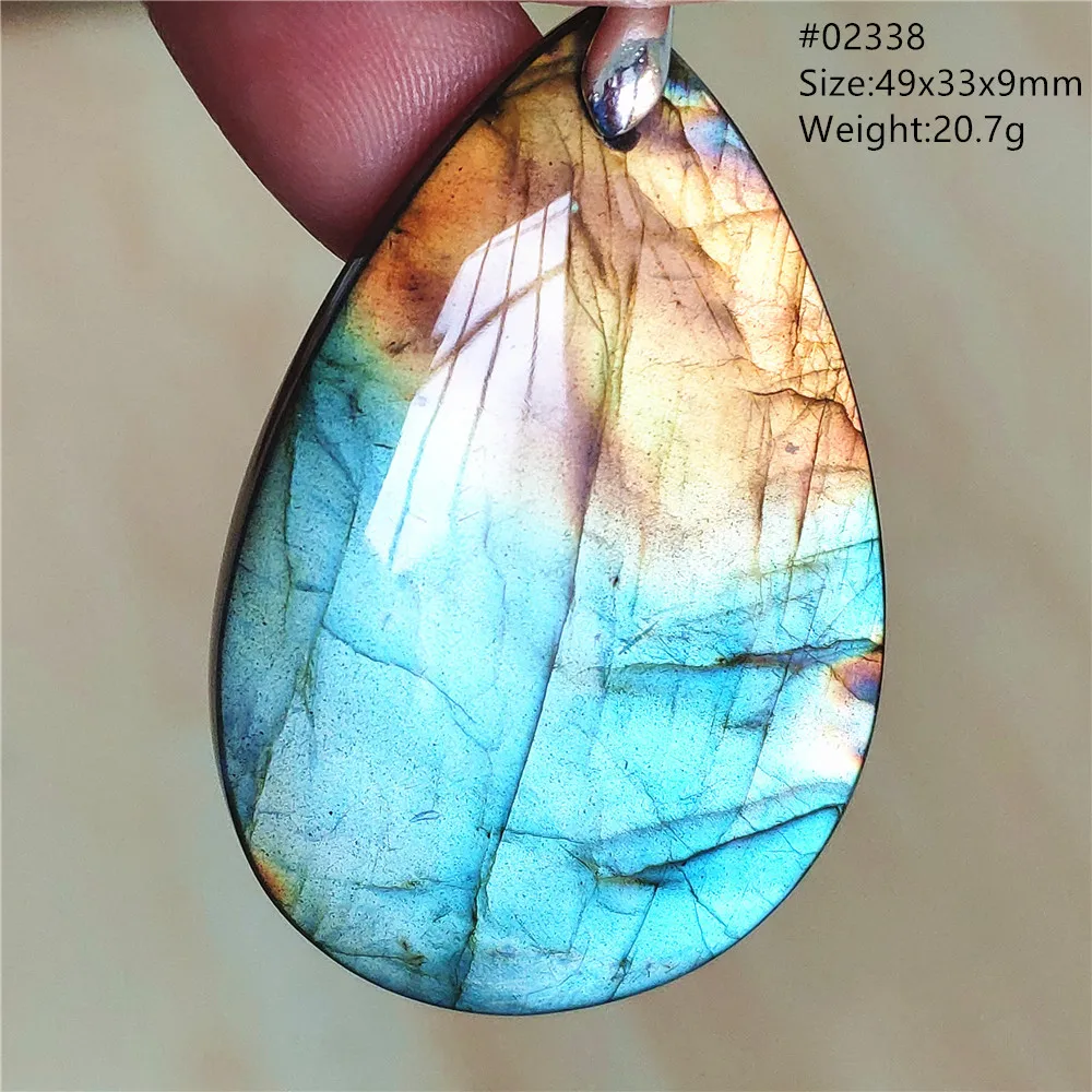 Natural Colorful Labradorite Pendant Water Drop Blue Light Labradorite Women Men Necklace Jewelry AAAAAA - Image 2