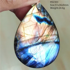 Natural Colorful Labradorite Pendant Water Drop Blue Light Labradorite Women Men Necklace Jewelry AAAAAA - Image 3