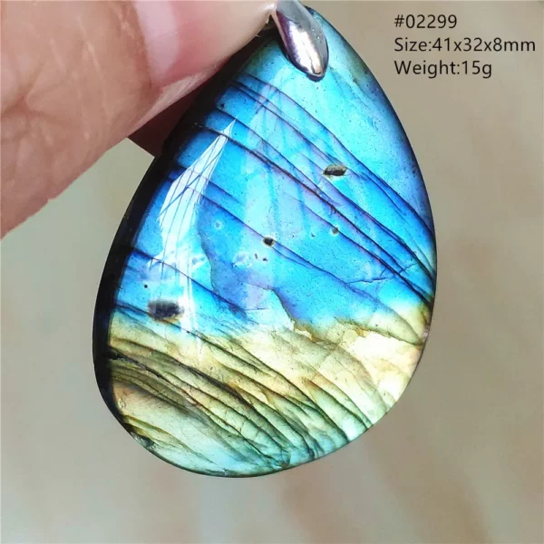 Natural Colorful Labradorite Pendant Water Drop Blue Light Labradorite Women Men Necklace Jewelry AAAAAA